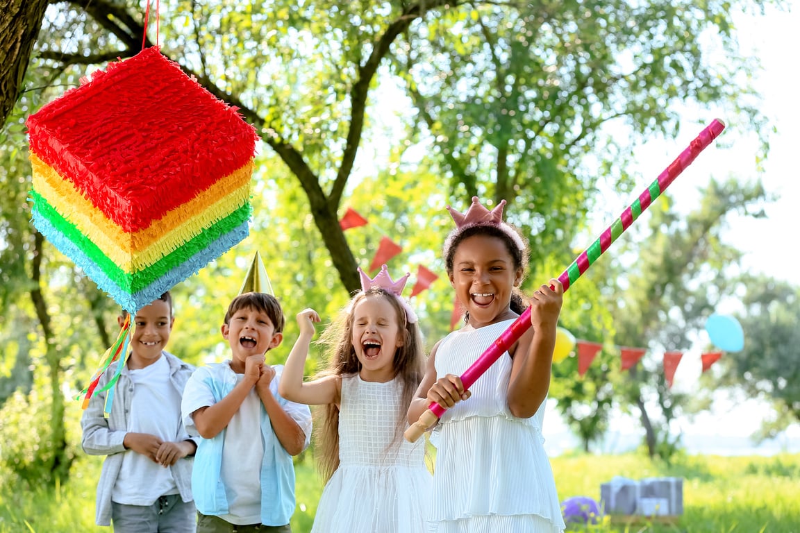 Cute Children at Pinata Birthday Party